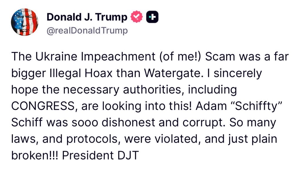 🚨BREAKING: President Trump demands investigations into Adam Schiff: