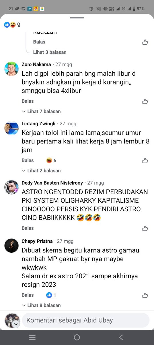 txtdaritech's tweet photo. @BudiBukanIntel Salah satu perusahaan Groceries yang nerapin Sistem Perbudakan Modern. Astro nih kek gini, Sistem Romusha badan ancur motor ancur wkwkw. Kerja bisa lebih dari 8 jam. Wajib lembur 8 Jam https://t.co/p1UNzXeqPP