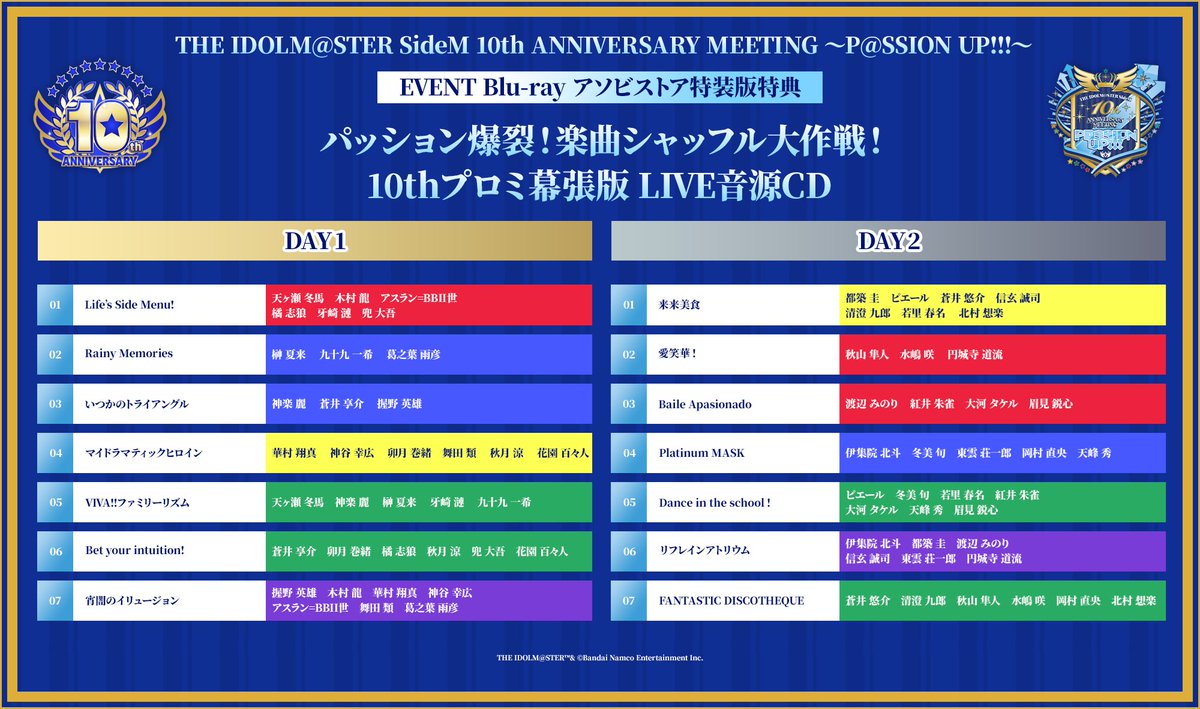 【イベント情報】
／
#SideM10thプロミ幕張
📀EVENT Blu-ray
ASOBI STOREでのご予約は本日まで⚠
＼

まだ間に合います！
10周年の記念すべきプロミをぜひBlu-rayでもお楽しみください🙌

アソビストア特装版には特典が盛りだくさん🌟
ご予約はこちら！
shop.asobistore.jp/products/detai…

#SideM