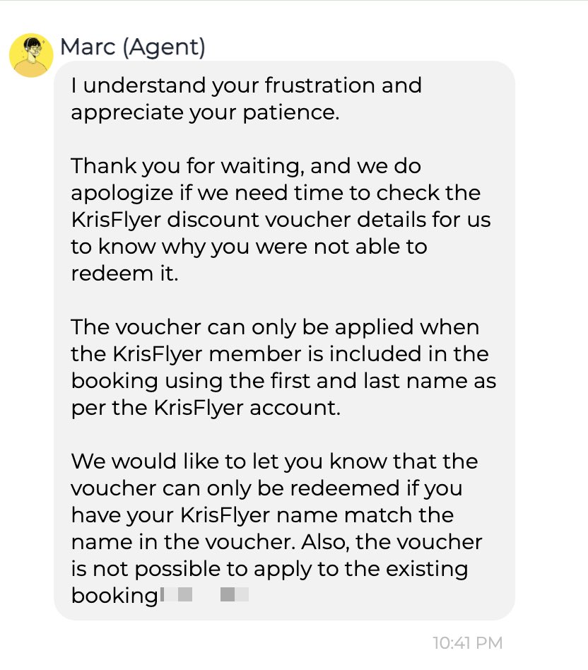 So <a href="/flyscoot/">FlyScoot</a> <a href="/SingaporeAir/">Singapore Airlines</a> you are telling me that because of adding middle names to KrisFlyer vouchers can’t be used?

What a joke you are 

Your IT and support level are pathetic