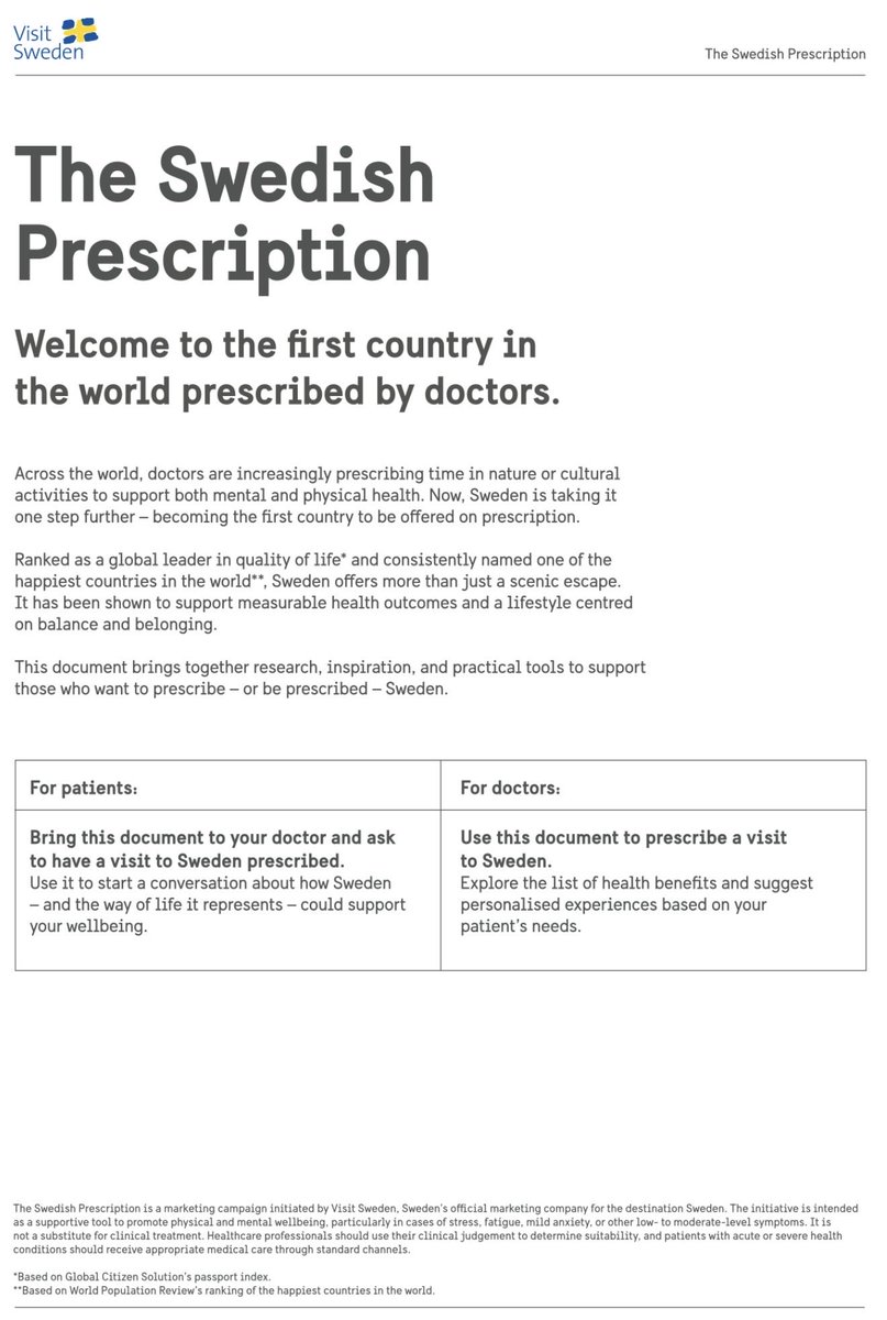 drkeithsiau's tweet image. Sweden has created a new advert suggesting for doctors to prescribe a visit to their country to improve health and mental wellbeing. What do you think of this prescription? 😅📝