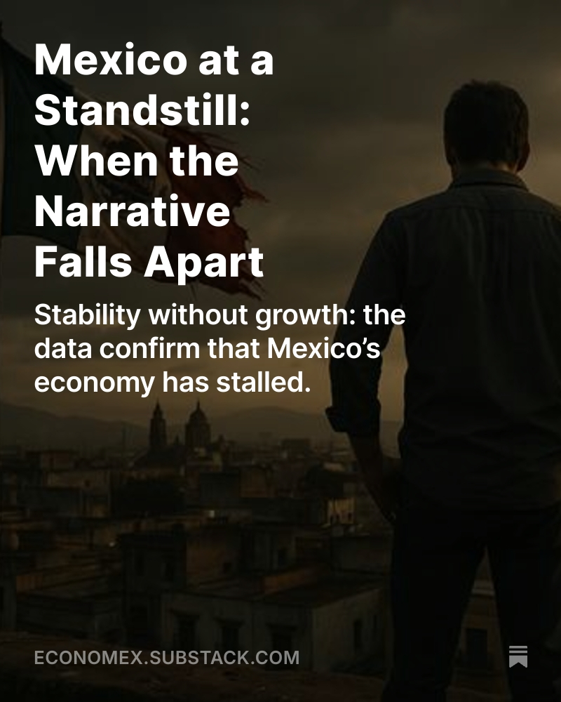 alejandrogomezt's tweet image. #BREAKING 🇲🇽 Mexico’s economy has stalled.
Growth is flat, inflation is structural, and confidence is fading.
After seven years of misguided policy, the country faces exhaustion — superficial stability masking deep economic fatigue.
Read here: 👇
open.substack.com/pub/economex/p…