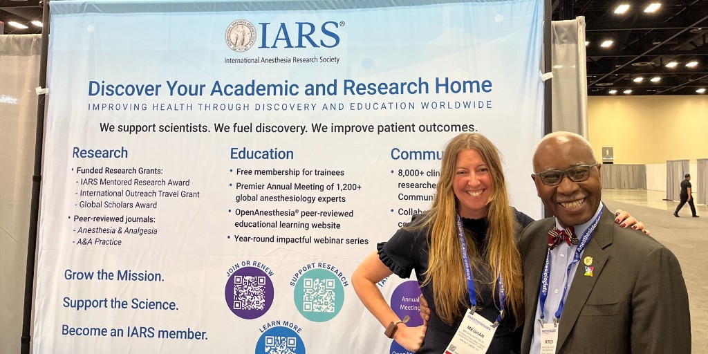 iars360's tweet photo. Dr. Patrick Olomu and Meghan Whitbeck connected at the IARS booth during #ANES25! We're lucky to have such amazing volunteers building our global anesthesiology community. #IARS #Anesthesiology #Collaboration #GlobalHealth #Leadership @IARS_Journals @openanesthesia https://t.co/4ARjC503qf