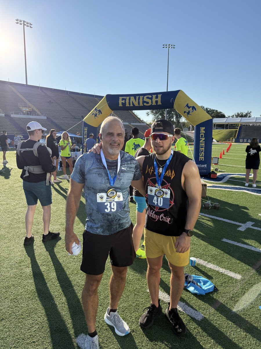 RappLance's tweet photo. Great times with my son!  Ran our 1st 5K together at the McNeese Cowboy 5K Gallop. https://t.co/HiW9wcjCrv