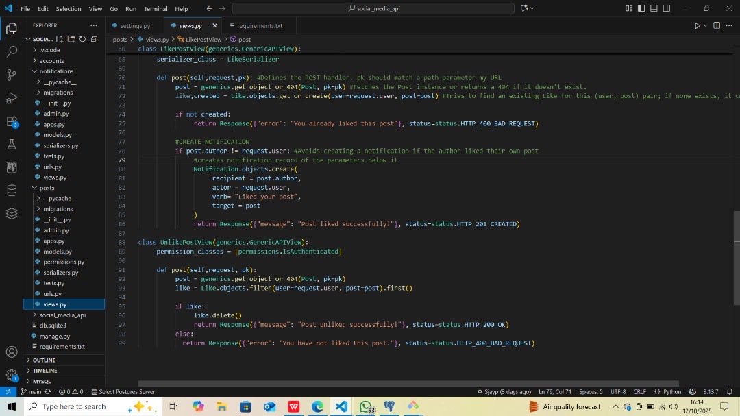 sjaypeter's tweet photo. Week 14:
I created a social media blog and was able to set up features such as comments,likes, follow, unfollow .
#ALX_BE #ALX #100DaysOfCode #Python https://t.co/AeW5xVmg1k