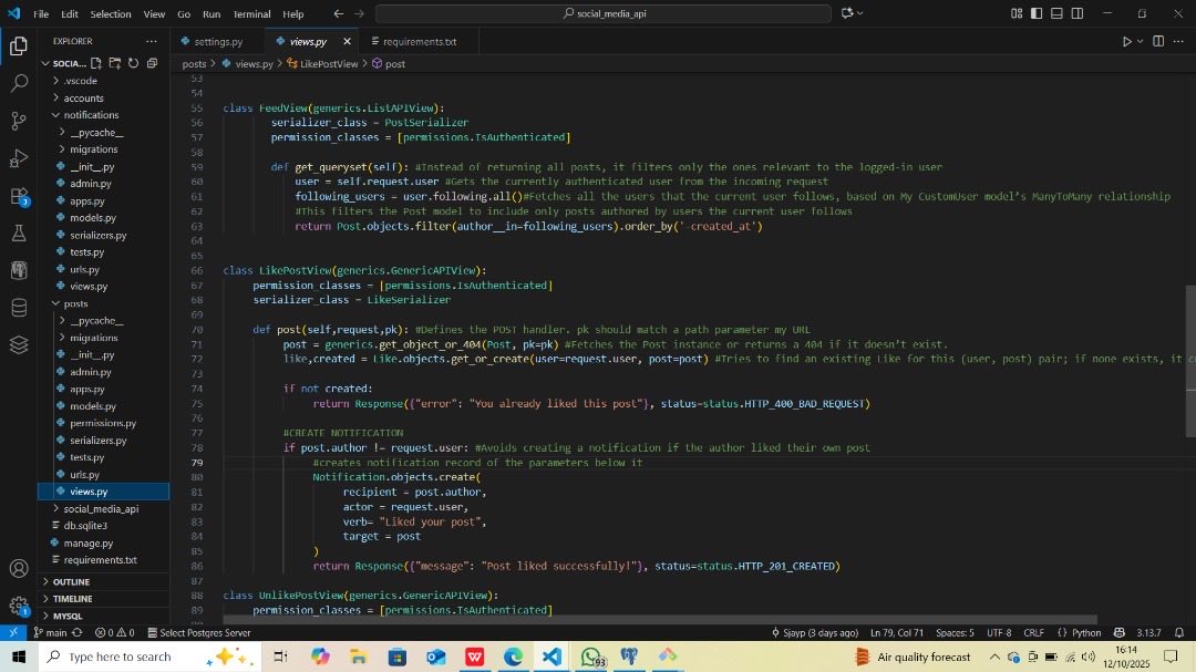 sjaypeter's tweet photo. Week 14:
I created a social media blog and was able to set up features such as comments,likes, follow, unfollow .
#ALX_BE #ALX #100DaysOfCode #Python https://t.co/AeW5xVmg1k