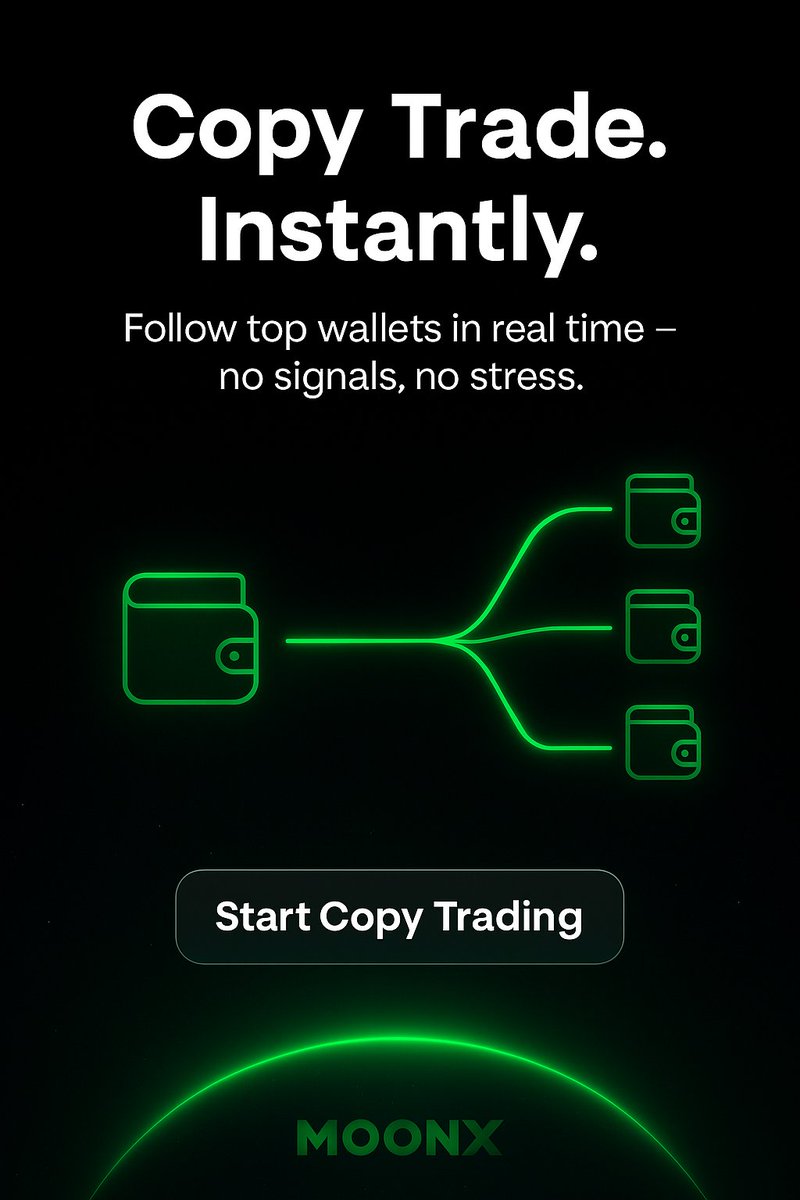 MoonX_io's tweet image. Copy the smart money.
Real traders. Real wallets. Real time.
One click. No stress.

#MoonX #CopyTrading #Crypto #Bitcoin #Ethereum #DeFi #TradingCommunity #Altcoins #Bullrun