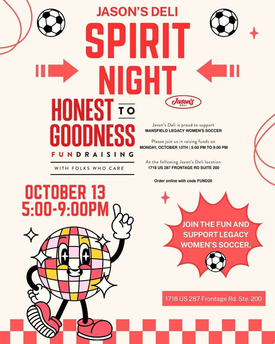 The kids are out of school and you don’t know what to cook…? We’ve got you covered!!! Go pick up or dine in at Jason's Deli and support our Lady Broncos Soccer ⚽️
<a href="/LegacyWSoccer/">LegacyHS GirlsSoccer</a> <a href="/therideronline/">Legacy Student Media</a>