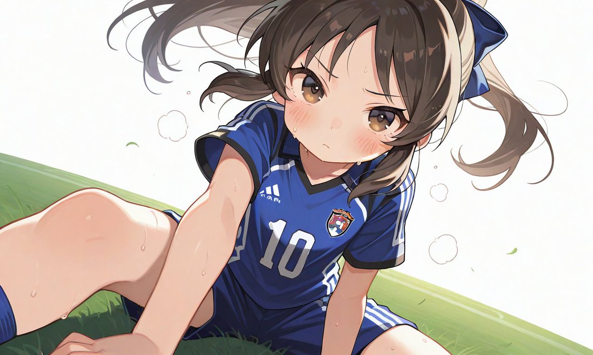 akikaze2019's tweet image. スポーツの日、サッカーユニ衣装 (soccer uniform), soccer shorts, sweat, steam, soccer field。
#ShiitakeMix
#AIイラスト #PixAI