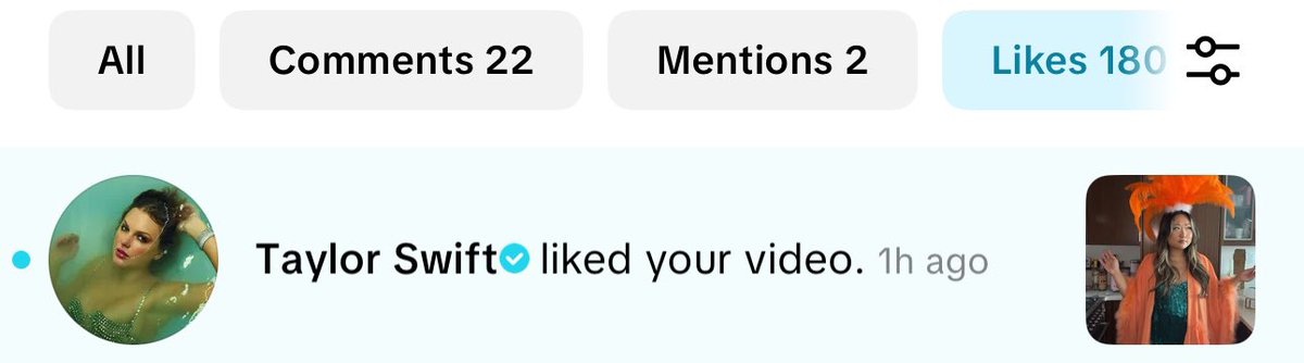 enerianna's tweet image. TAYLOR LIKED MY TIKTOK