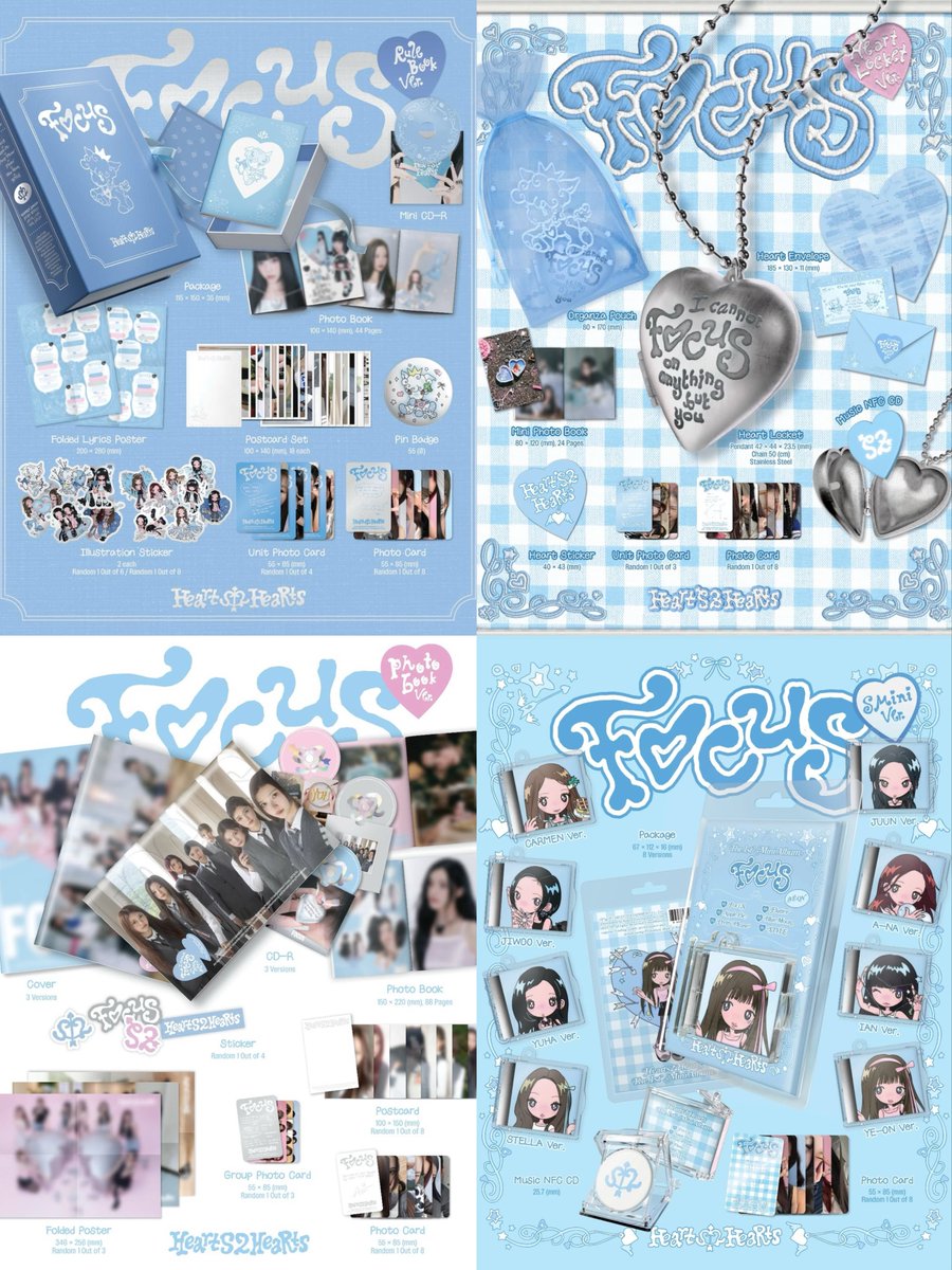 hearts2hearts 'FOCUS' album details are finally out 💿 4 versions