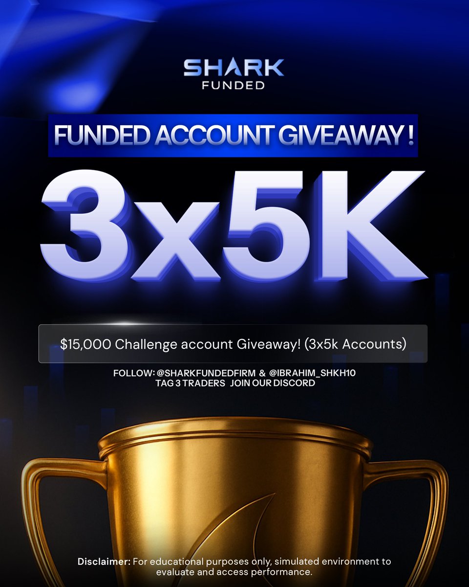 ForexTvOfficial's tweet image. 🎁 15K Shark Funded Giveaway Accounts

✅ 3 x 5K Accounts Giveaway  

▫️You Must Complete All Tasks To Stand a Chance.

🔵 Follow
• @ForexTvOfficial 
• @SharkFundedfirm 
• @ibrahimshkh10 
• @AriF510451 

🔵 Like &amp;amp; ◻️ Repost

🔵 Also Follow
|| @Gbemhi_Trades || @FxKingPro 
||…