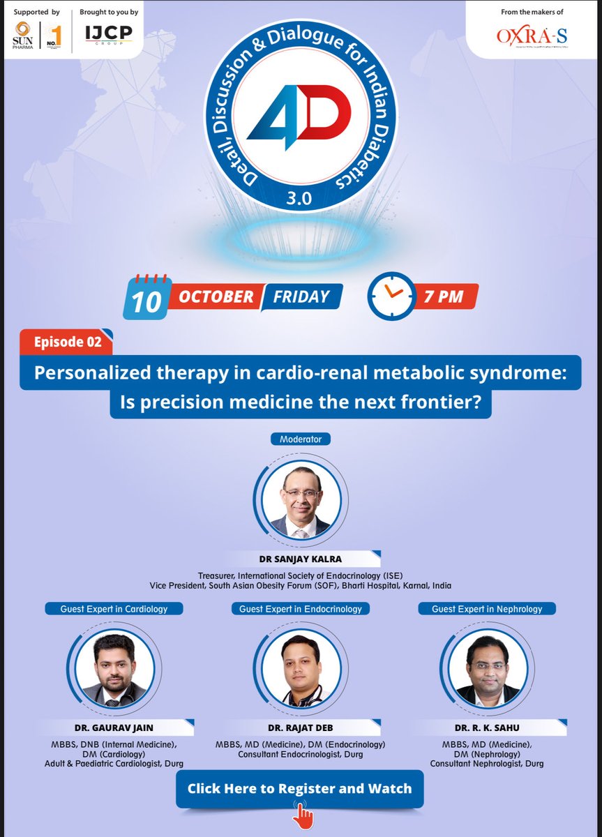 Episode 2 of 4D 3.0

Personalized Therapy in Cardio-Renal Metabolic Syndrome – Is Precision Medicine the Next Frontier?

Dr. Sanjay Kalra along with experts Dr. Gaurav Jain, Dr. Rajat Deb and Dr. R. K. Sahu will dive into the details. #4D 

Watch here: hcp.medtalks.in/4d-series3/epi…
