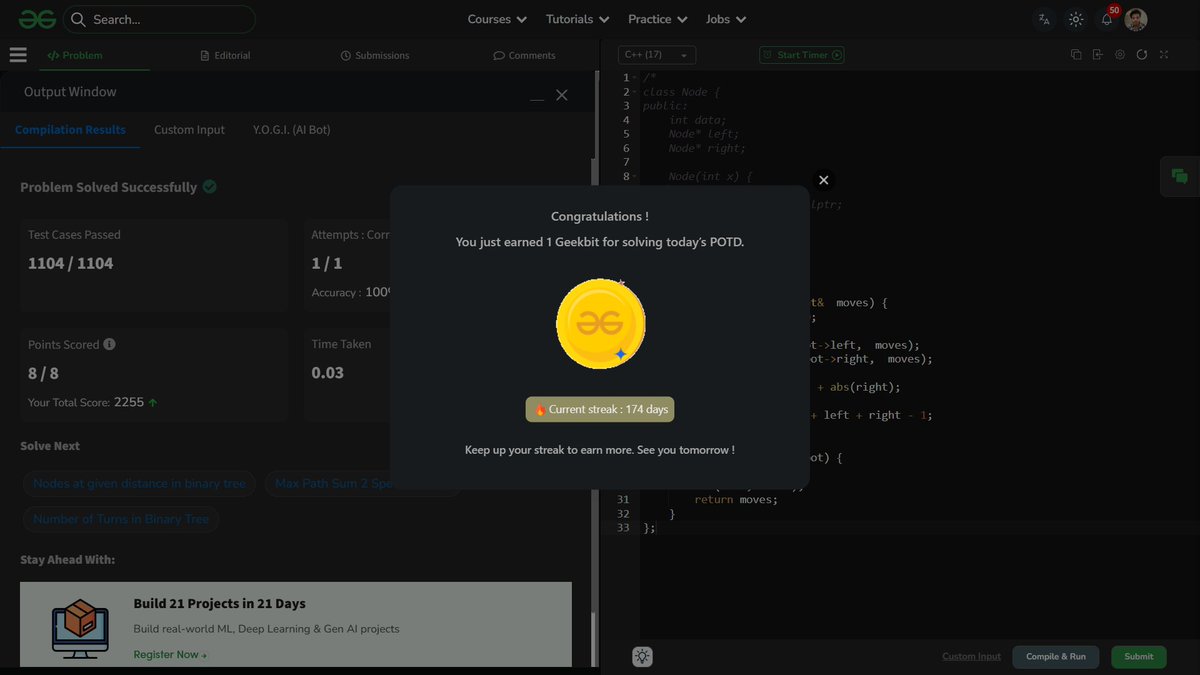 shahidx_05's tweet image. Day 212 – #365DaysOfCode
✅ Island Perimeter
✅ GfG POTD – Distribute Candies
✅ Codeforces 50A, 1409A
🏆 Gave LeetCode Contest
🌐 Web Dev:
Improved UI of Blogs App
#DSA #LeetCode #Gfg #100DaysOfCode #BuildInPublic #LearnInPublic #CodingJourney #Tech #CodeNewbie