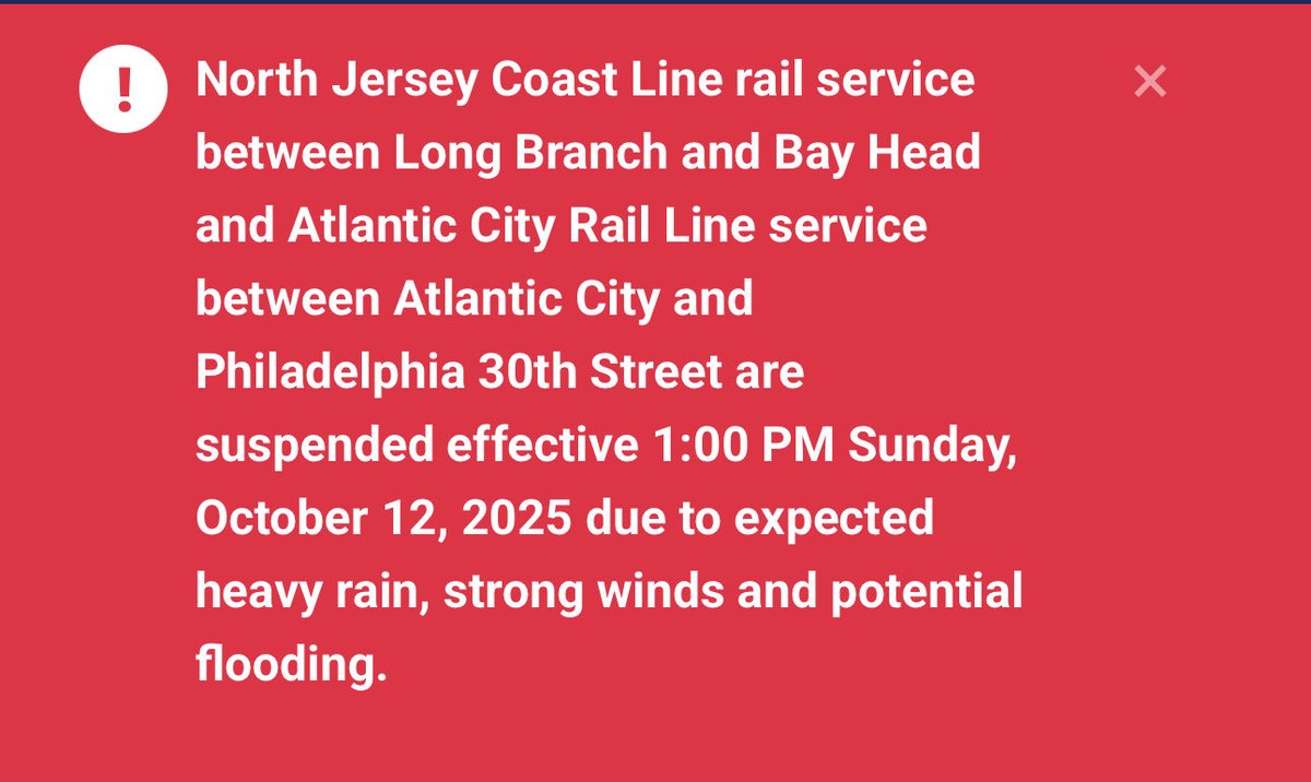Bogs4NY's tweet image. NJ Transit suspending some service effective 1pm with the storm ramping up