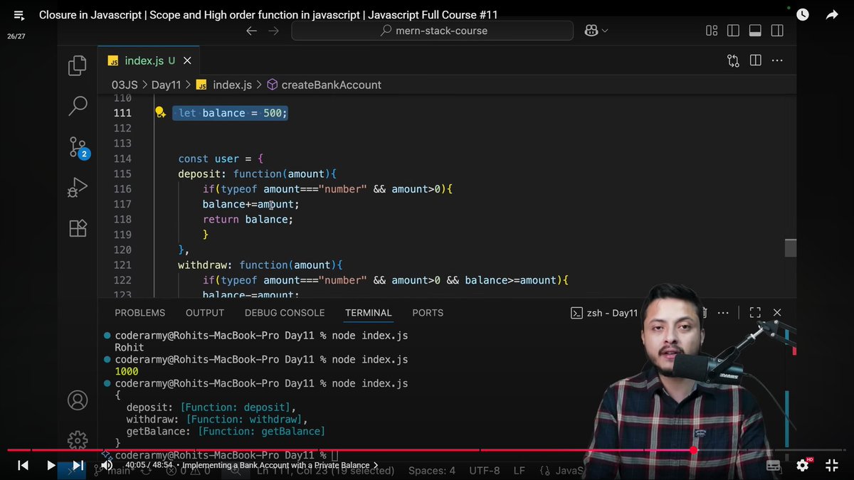Shubhamjha2024's tweet image. Day 37 - Closure
Scope: Controls variable visibility (global, function, block).​
Lexical Scope: Determined by code placement, not execution point.​
Closure: Function that keeps access to its birth environment for privacy and encapsulation.​
Higher-order Function
@rohit_negi9 
#js