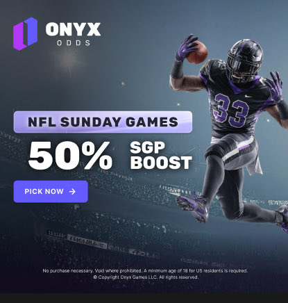 OnyxOdds's tweet image. 🚨 NFL BOOST IS LIVE 🚨

A big day of football calls for a big boost! Go to the site and opt in now to get a 50% SGP boost 🤝