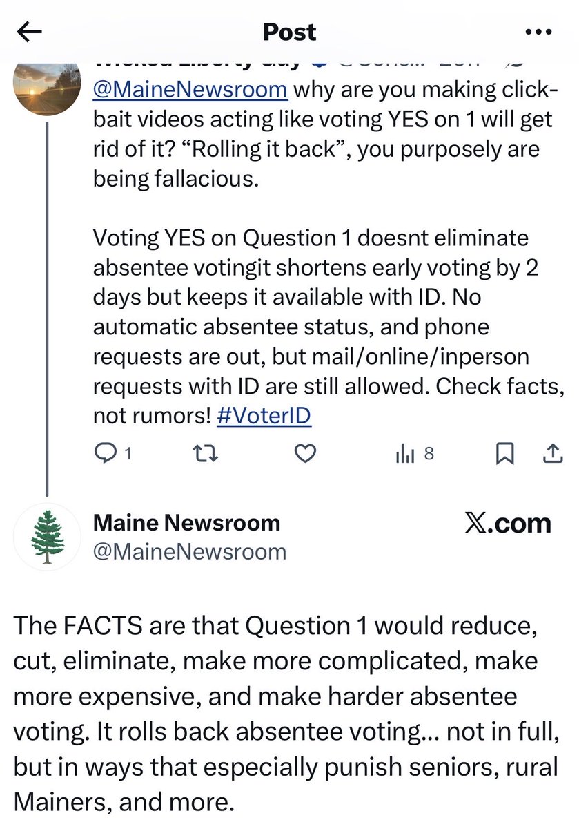 ConservativeTech 🇺🇸 (@conservative_t9) on Twitter photo #ME #MEPolitics
Has anyone seen this reporter? He completely ignores voting integrity and security; then focuses on the minor changes that the bill would establish. He’s got a small following of around 17k on Tik-Tok, but building. Honestly the flag in his video tells me #ME #MEPolitics
Has anyone seen this reporter? He completely ignores voting integrity and security; then focuses on the minor changes that the bill would establish. He’s got a small following of around 17k on Tik-Tok, but building. Honestly the flag in his video tells me