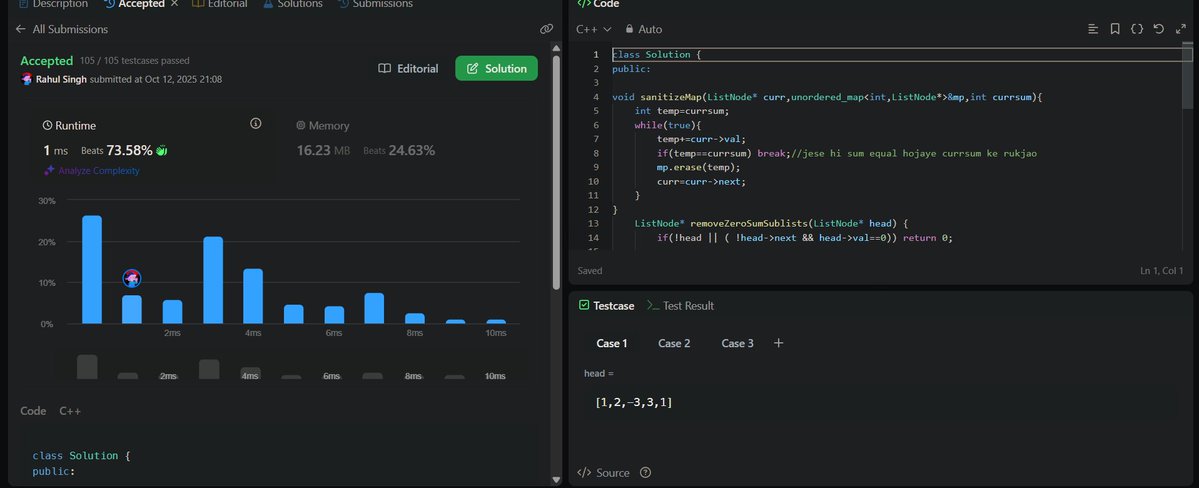 RahulSingh30070's tweet image. 📌 Day 24 Progress
📚 Started Stack &amp;amp; solved LeetCode 20 💪
💻 LC: 2181, 328, 2816, 138, 1721, 1171, 2058 (Linked List grind)
💻 GFG: Expression contains redundant brackets ✅
⚡ POTD — not solved yet today!!
💡 Grind continues!
#100DaysOfCode #LeetCode #DSA