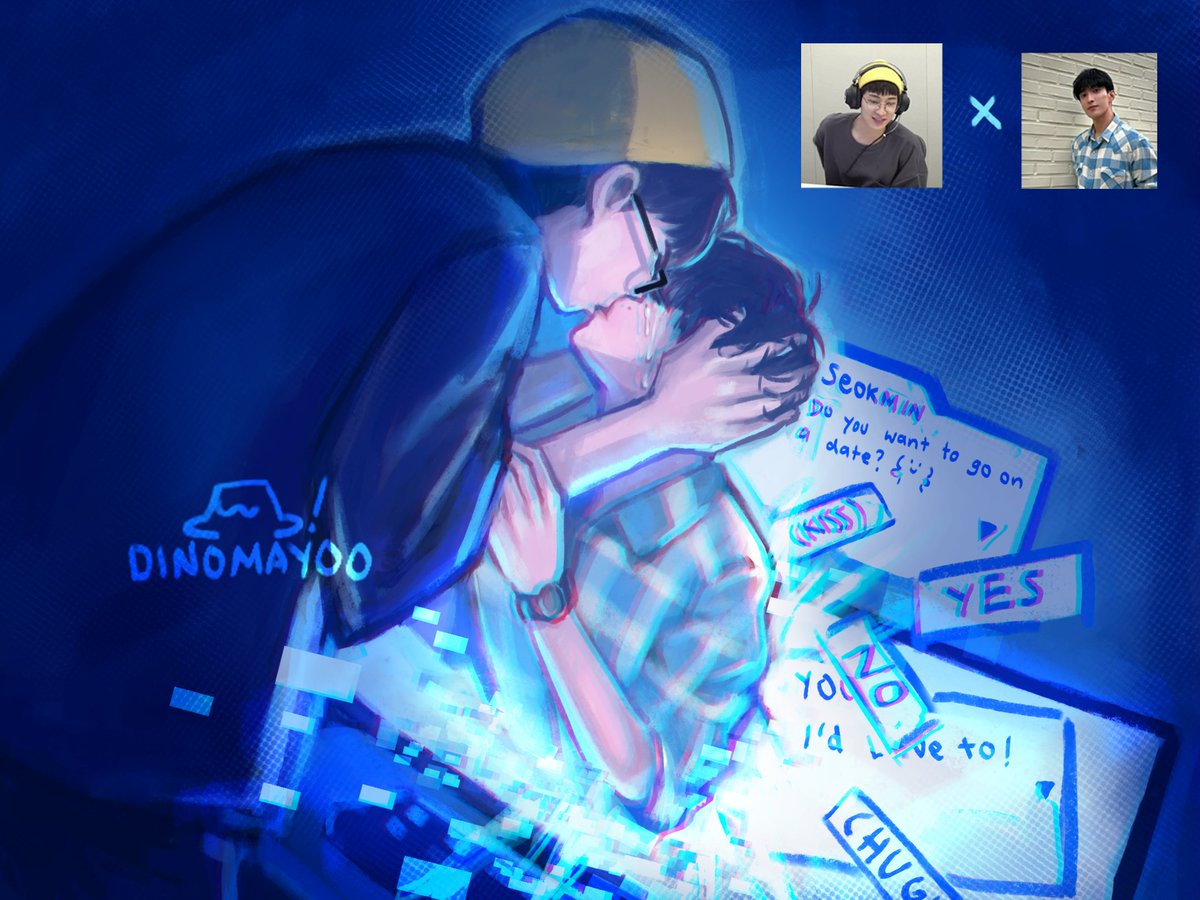 dinomayoo's tweet photo. #wonkyeom sharing a tearful kiss as wonwoo's game character that he brought to life got sucked back in to the game 
#DK #Wonwoo https://t.co/uTIrzl3k2l