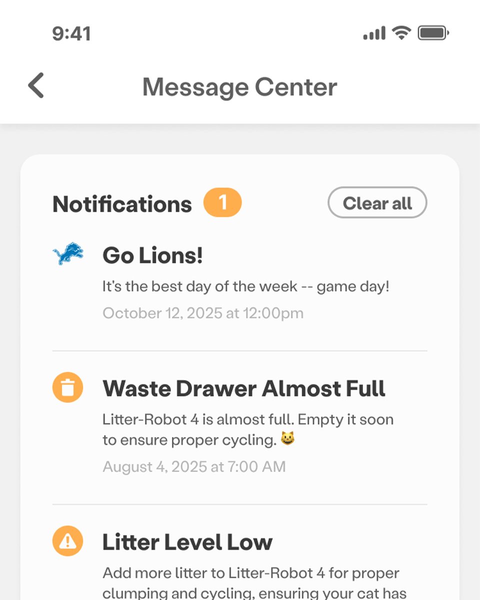 Okay fine — it doesn’t give game day alerts...

but it does give you time back to watch them win. 🏈

#DetroitLions #Whisker #LitterRobot <a href="/detroitlionsnfl/">Detroit Lions</a>