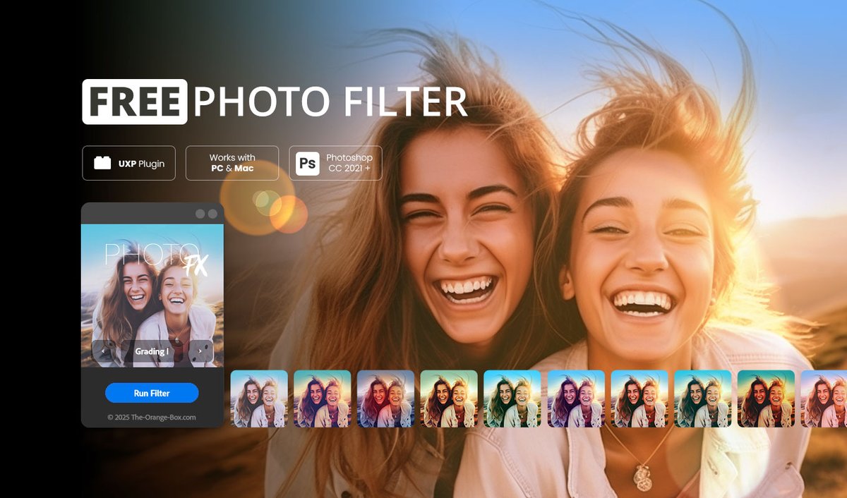 team_templay's tweet image. After almost 8 years, Photo Filter FX is back — redesigned and ready for the latest Photoshop versions 
Fresh color looks, light leaks, and film tones for your photos.

Try it out 👇
🔗 the-orange-box.com/product/free-p…

#Photoshop #DesignTools #PhotoEditing #Filter #addon