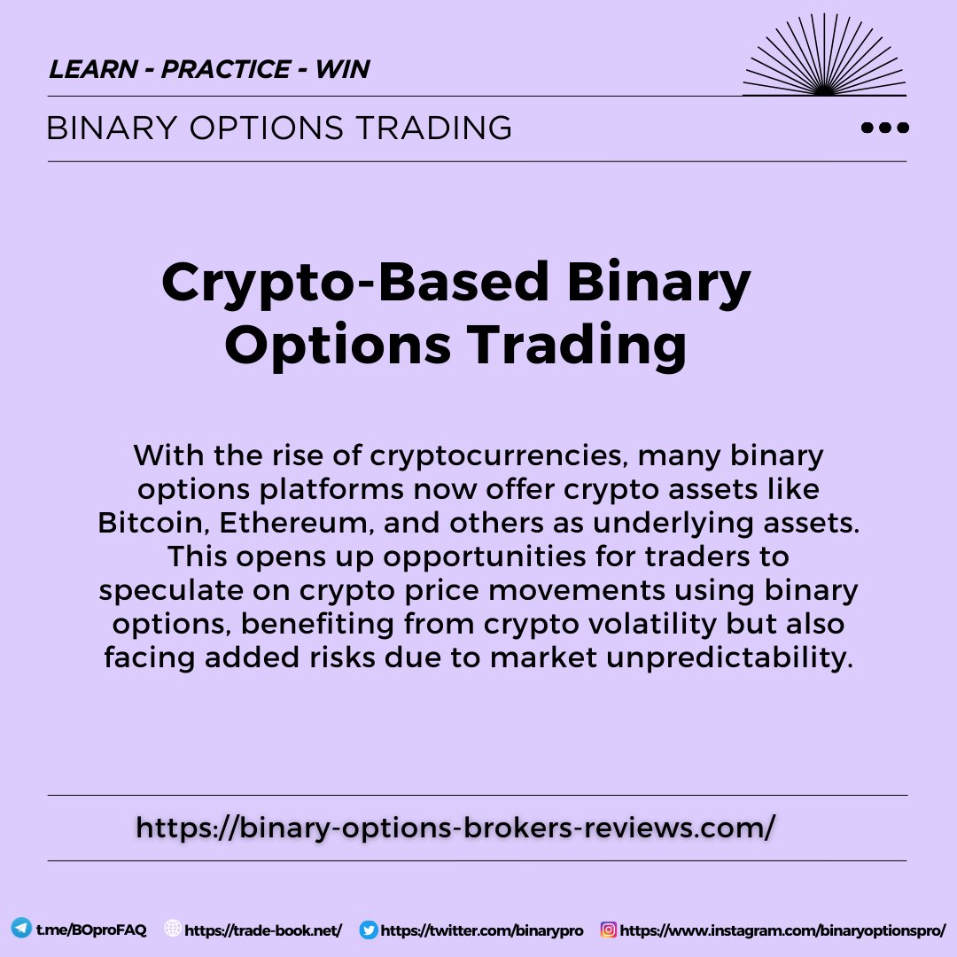 BinaryPro's tweet image. The rise of cryptocurrency trading has completely reshaped the world of binary options. Today, many top brokers are integrating crypto assets like Bitcoin, Ethereum, and other digital currencies, giving traders new ways to profit from short-term market movements. Unlike…