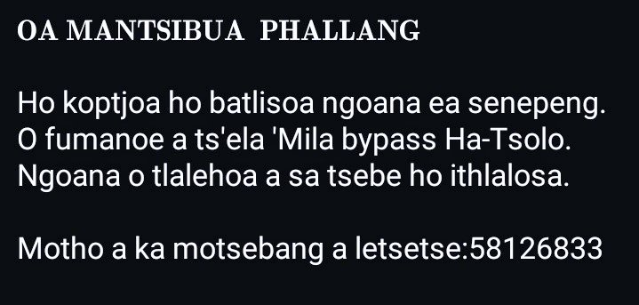 TheDesertRosee's tweet image. Ha Thetsane moo, thusang ngoana a khutlele hae.
#LesothoX #Missingkids #Basotho