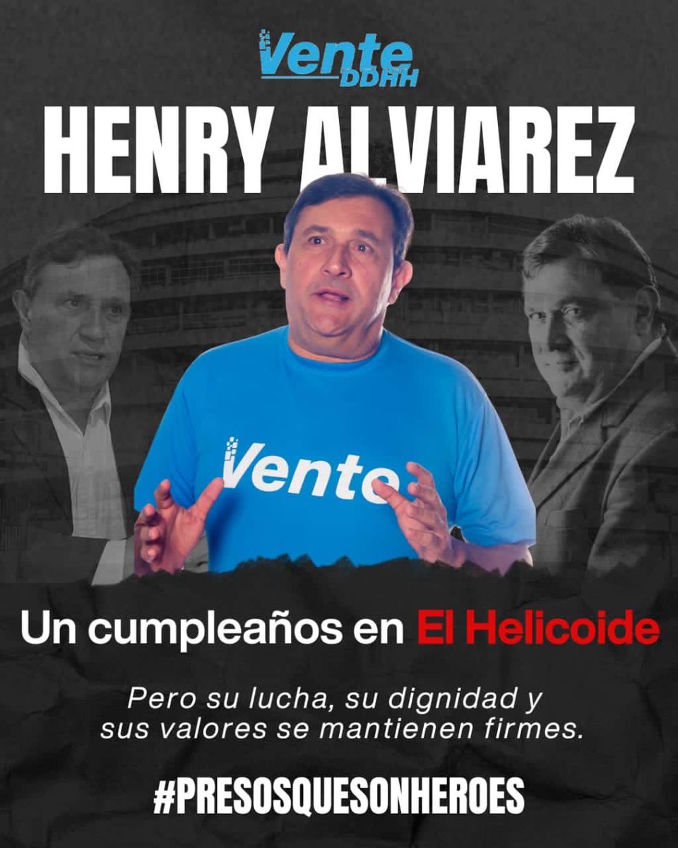 Hoy recordamos con cariño a nuestro coordinador de Organización, <a href="/HenryAlviarez/">Henry Alviarez Alviarez</a>. 

Este #12Oct cumple años en El Helicoide y exigimos su liberación, así como la de los más de 800 presos políticos inocentes en nuestro país. 

¡Libertad!