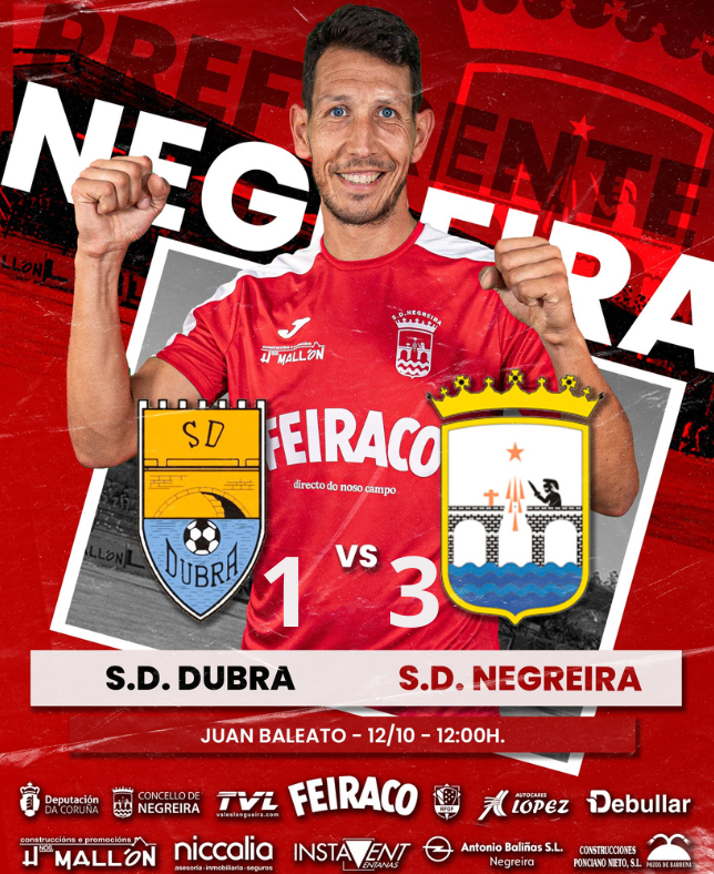 🏁Volvemos á senda dos triunfos en Liga [1⃣-3⃣] con 20 minutos no 2º tempo con tres goles: 
1-1 (m. 55) Martín Pereira 
1-2 (m. 70) Alberto Freire (penalti) 
1-3 (m. 75) Martín Pereira  
#lévasenocorazon ❤️ 
#preferentefutgal  
#sdnegreira