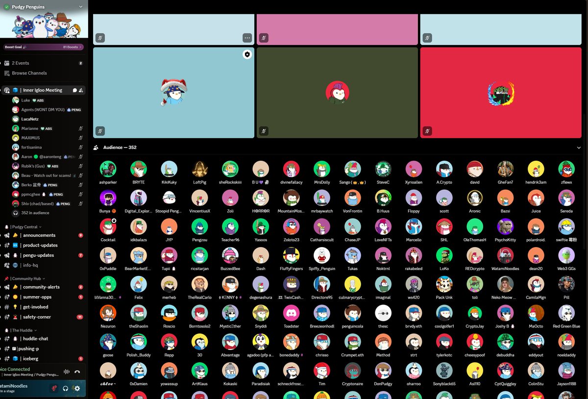 I don't think there's ever a team that communicates as much as Pudgy does.

Another Inner Igloo meeting despite the whole market crash.

They aren't afraid of the red candles, they don't disappear when market is bad.

They take it in and share their thoughts to us.

Today's