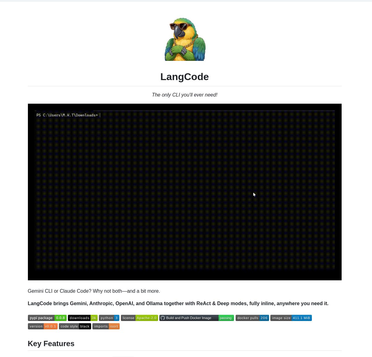 LangChainAI's tweet image. 🤖 💻 LangCode CLI
A powerful dev tool that unifies AI models for smart coding. Built with LangChain, it offers automated tasks and safe code changes through intelligent model routing and diff previews.
Check it out! 🚀
github.com/zamalali/langc…