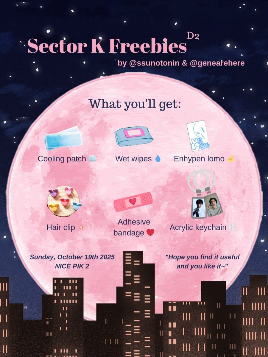 🔮 Enhypen Sector K freebies by <a href="/genearehere/">EN-</a> x <a href="/ssunotonin/">Var ☀️🌞🌟</a> 🔮

🗓️ October 19th, 2025 (Day 2 only)
📍NICE PIK 2

✨very limited qty
✨first come, first serve 
✨kindly tag us if you got it 🫶🏻
✨pls dont sell or throw away 

See you engenes!