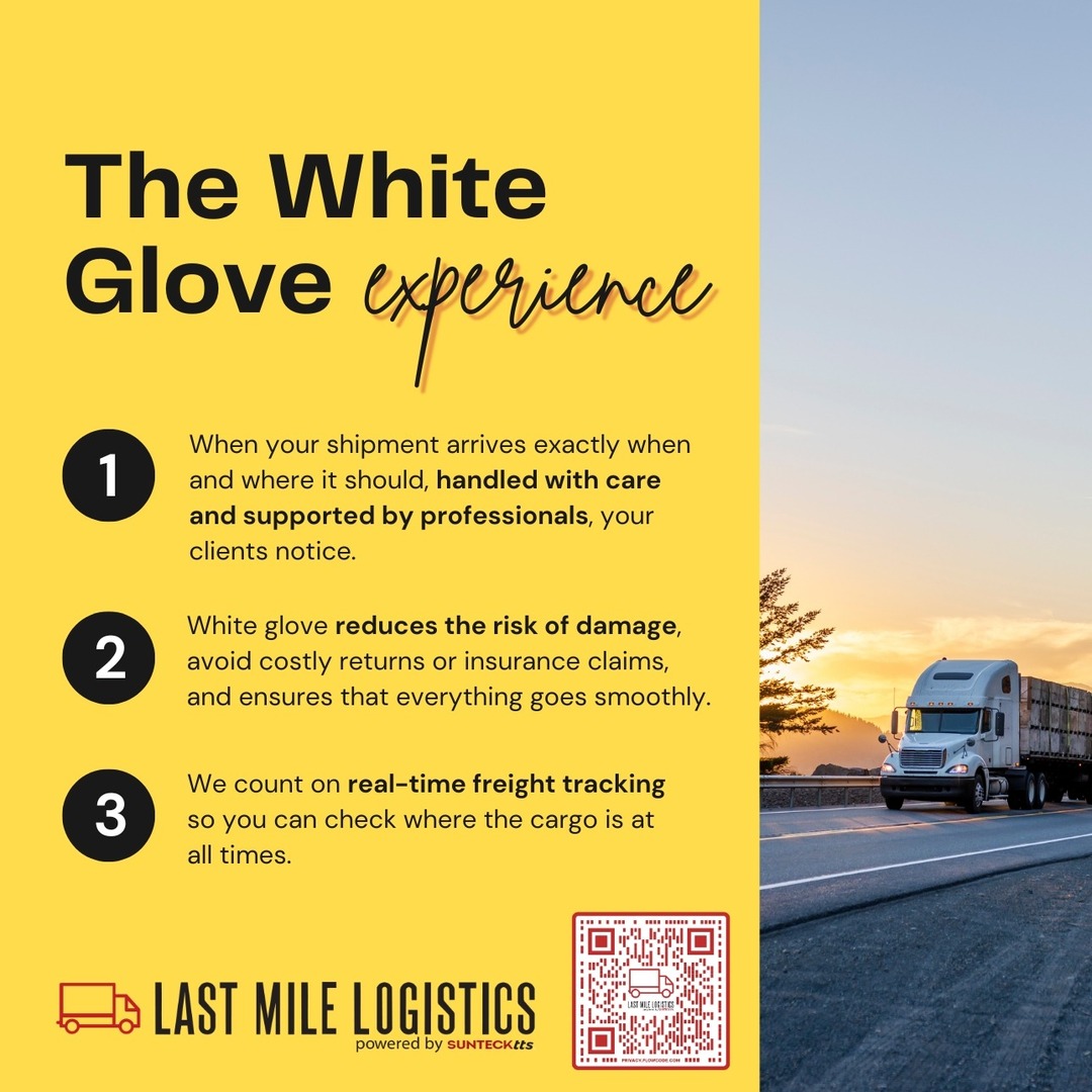 LastMileSUNTECK's tweet image. When it comes to handling valuable or delicate shipments, ordinary delivery just won’t cut it.
Experience the difference because your deliveries deserve the best. ✨📦

#WhiteGloveService #PremiumDelivery #LastMileLogistics #HandledWithCare #LogisticsThatWow #BusinessExcellence