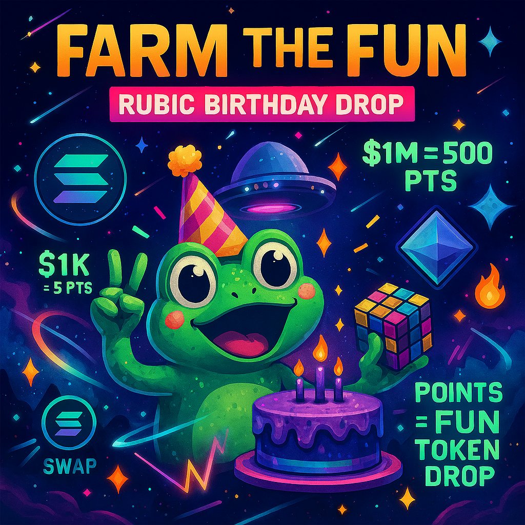 Yokai_Syndicate's tweet image. Farm the Fun: @CryptoRubic  Birthday Drop Is Here👹

It’s Rubic’s birthday, frens 🥳
And guess what? You can farm Fun Tokens just by doing what you already do best  swapping

Here’s the alpha:
💰 $1K volume = 5 points
🚀 $1M volume = 500 points
🎁 Points = Fun Token drop

Simple…