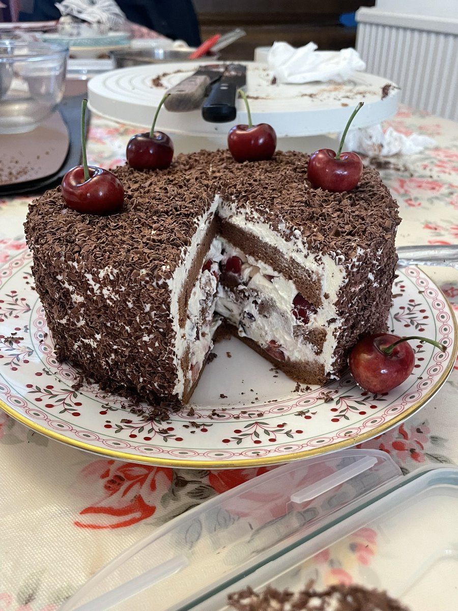 user39278's tweet photo. i made a black forest cake! so proud of how well the cake rose #genoise https://t.co/ZwDH30NtHH