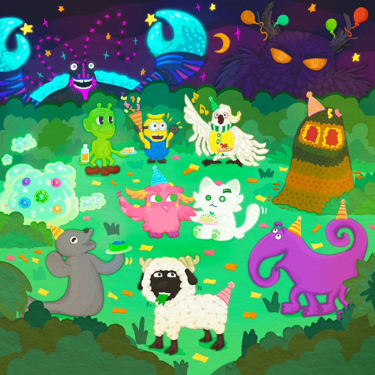 yeah🎂HBD to myself
(I'm the pink owl. My lovely friend is the white cat.）