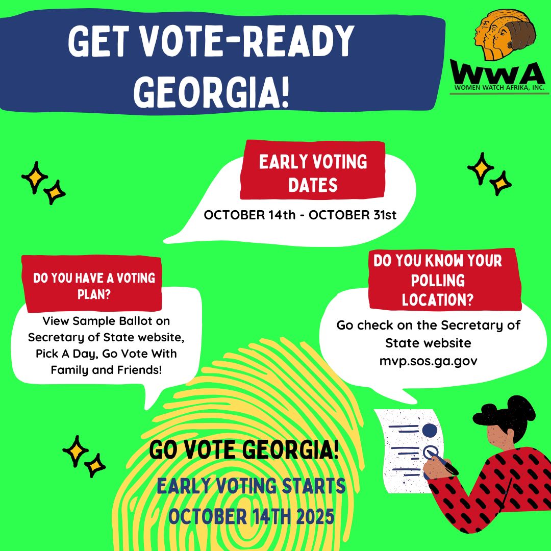 Get Vote Ready Georgia!

Early Voting starts October 14th!

Go Vote Georgia! 

#GoVoteGeorgia #GetVoteReady #EarlyVoting2025