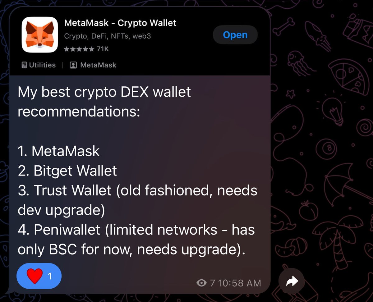 Undervalued_c's tweet image. Wallets to use in crypto. 

Few recommendations. 
Put better ones in the comments if you have any DEX wallets.