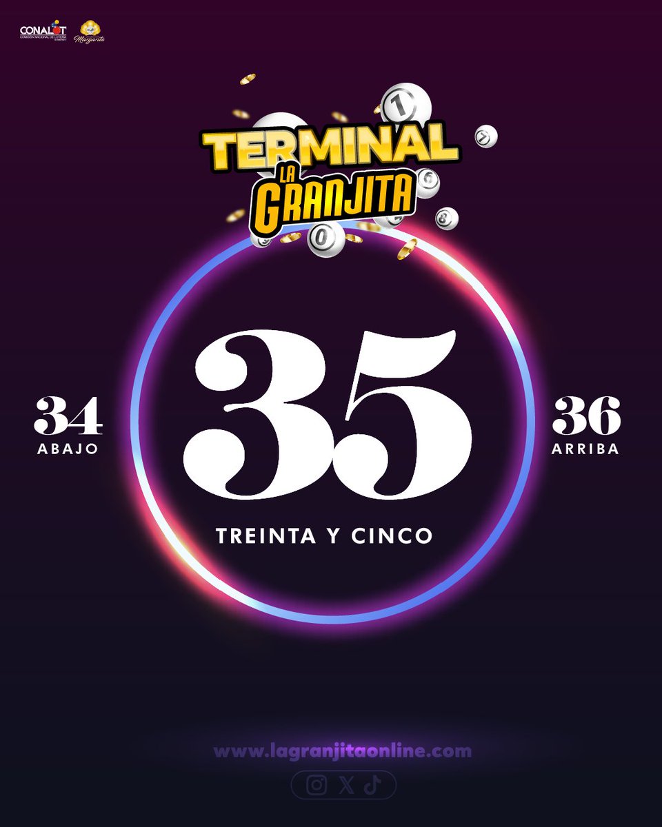 lagranjitaofic's tweet image. 12-10-2025
12:05:00 pm
GANADOR #35
#terminalGranjita #sorteos #loteria #loteriainternacionaldemargarita