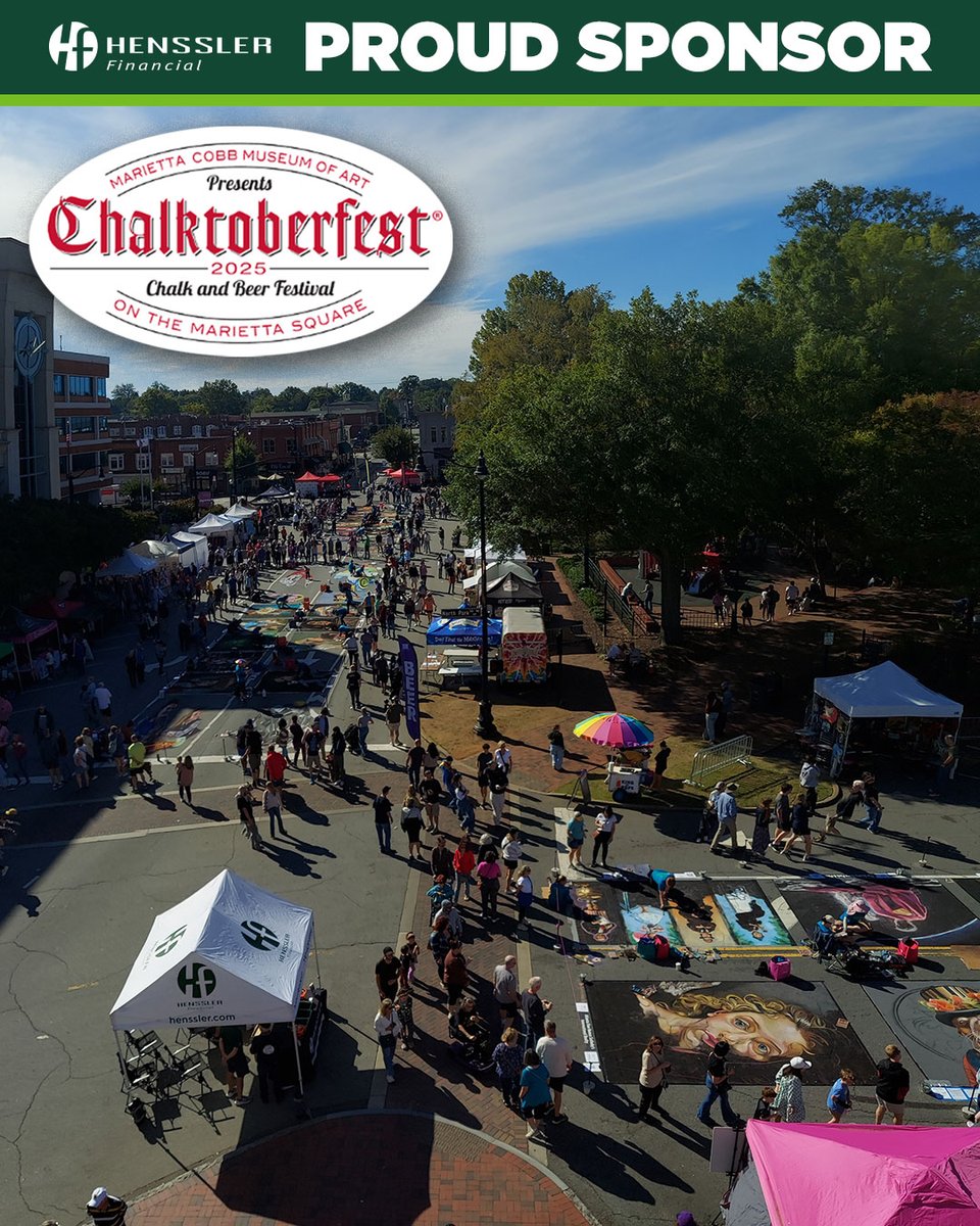 HensslerGroup's tweet image. ☀️ It’s the final day of #Chalktoberfest! Stroll the Square, enjoy the sunshine, and see the finished chalk masterpieces 🎨 Stop by the Henssler Financial tent for a tote or koozie!  chalktoberfest.com

#MariettaSquare #SundayFunday
