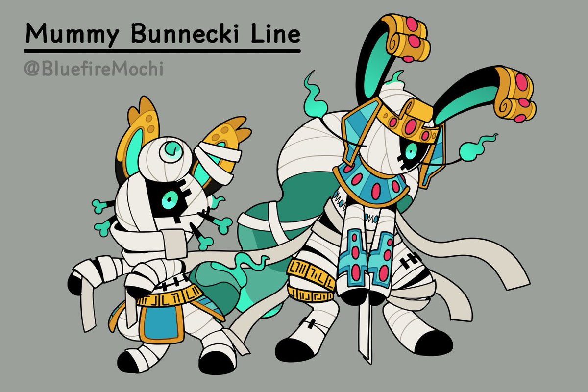 BluefireMochi's tweet photo. I also had the pleasure of designing mummy Bunpuff and Bunnecki! #LoomianLegacy 

(2/6) https://t.co/CPscmdrlmW