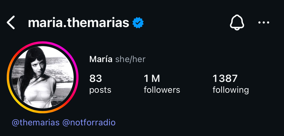 Maria officially surpassed 1M followers on Instagram ! 🤍