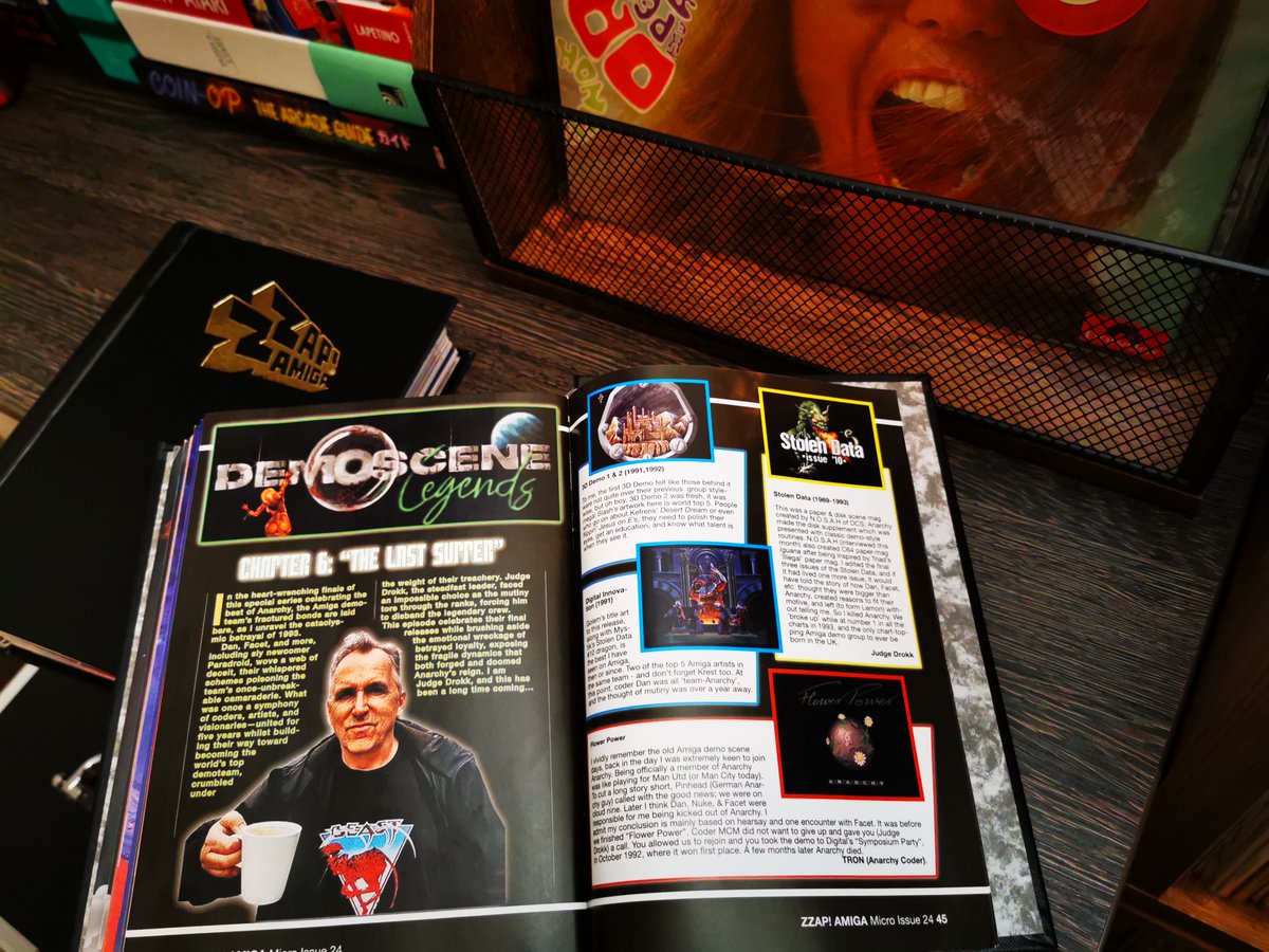 ZZAP! AMIGA #24 - the final episode of "Demoscene Legends", celebrating Anarchy as the group reached and held EuroChart No1.
Internal treachery broke the spell &amp; the group died at the top.  Anarchy legends remember &amp; I talk to NOSAH of DCS &amp; TriStar for the 1st time in 35 years.