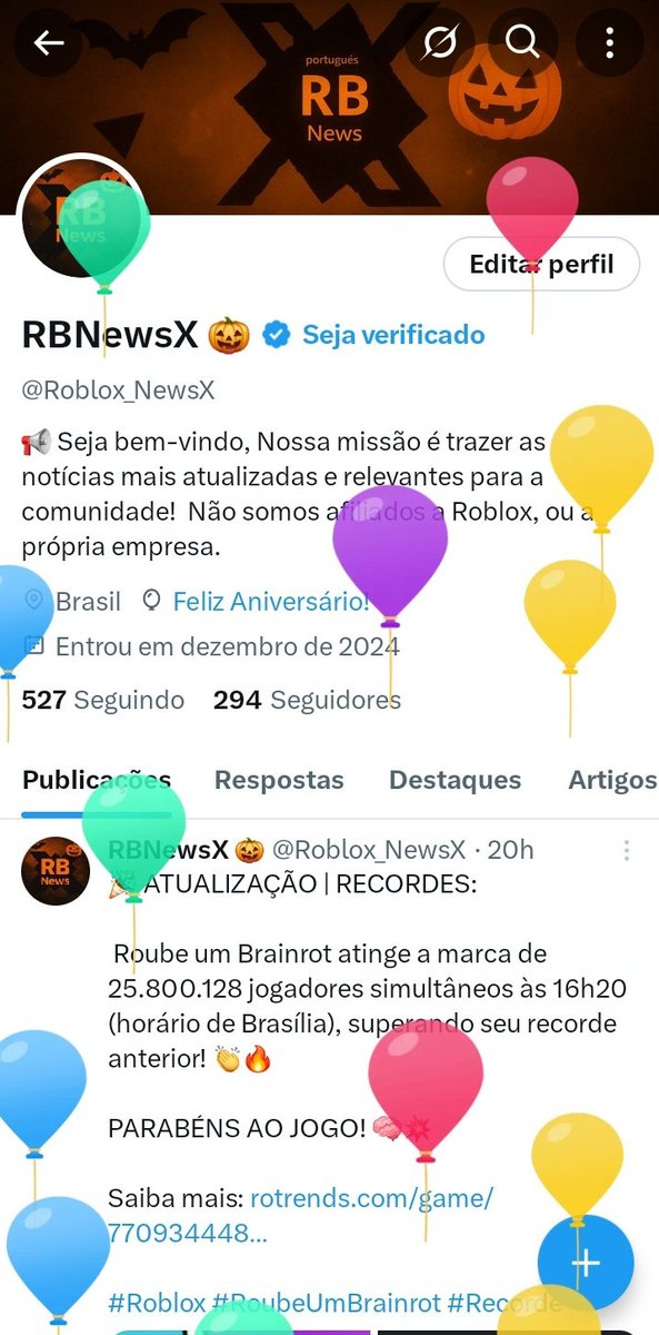 Roblox_NewsX's tweet image. 🎉 Hoje celebramos 1 ANO de RBNewsX! 🎉
Há exatamente um ano, nascia um projeto que começou pequeno, mas que hoje se tornou uma voz forte dentro da comunidade Roblox. 💬✨
Obrigado a todos que estiveram conosco nessa jornada — apoiando, acreditando e crescendo ao nosso lado.
1