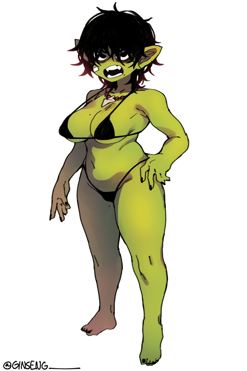 Ginseng___'s tweet photo. Just a quick goblin girl drawing https://t.co/MlKQahGksa