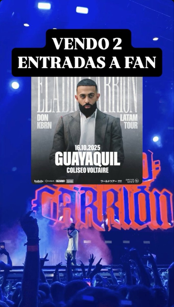 nelson_navv2712's tweet photo. Vendo 2 entradas a Eladio Carrión - zona fan ‼️BARATO‼️ https://t.co/tYgnV0GiBS