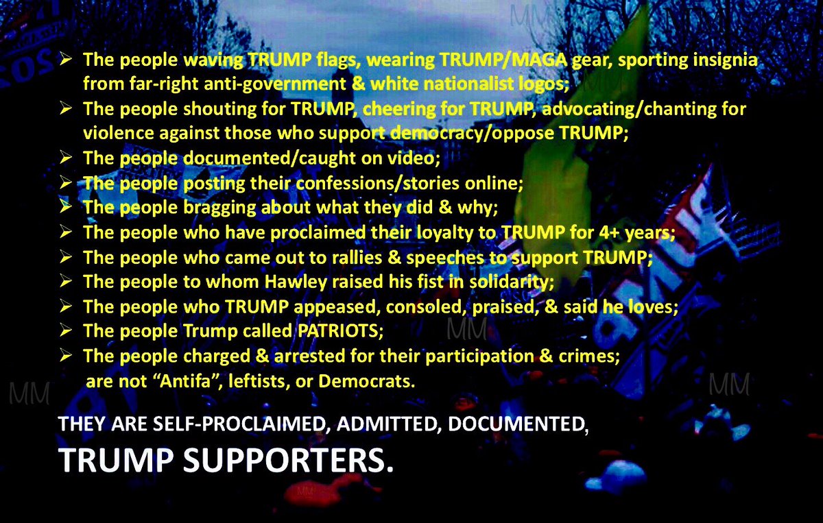 MMcrzyldy's tweet photo. @JohnStrandUSA You didn’t learn anything.
1) FBI were not planted, they were sent AFTER the riot/breach of the Capitol started.
2) Those idiots aren’t ANTIFA or Feds.
3) The attack was perpetrated by Trump supporters, after being incited to do so by Trump &amp; his goons.
4) They were not innocent. https://t.co/IouxLJ1XUY