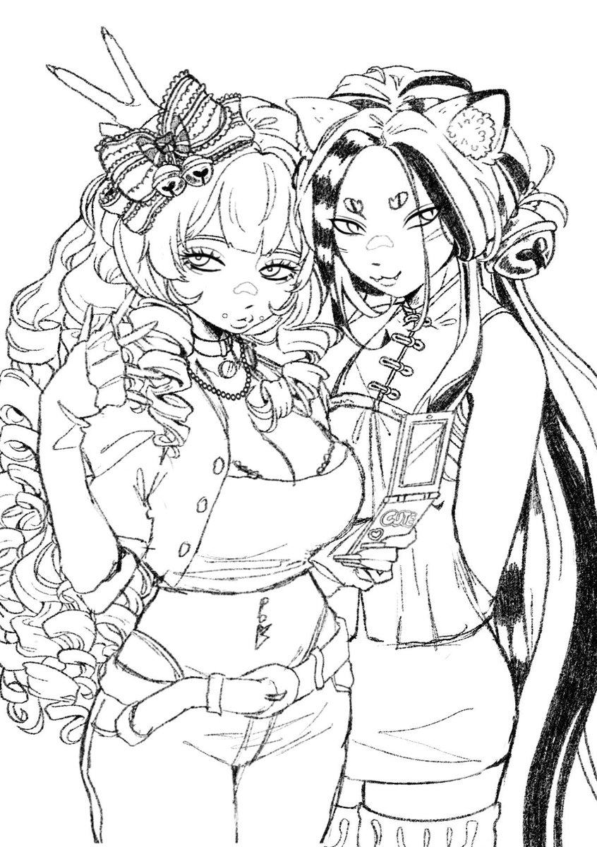 Drawing my two OC’s because it's been a while 😩🙏 #digitalart #catgirls #ocart #dog #cat