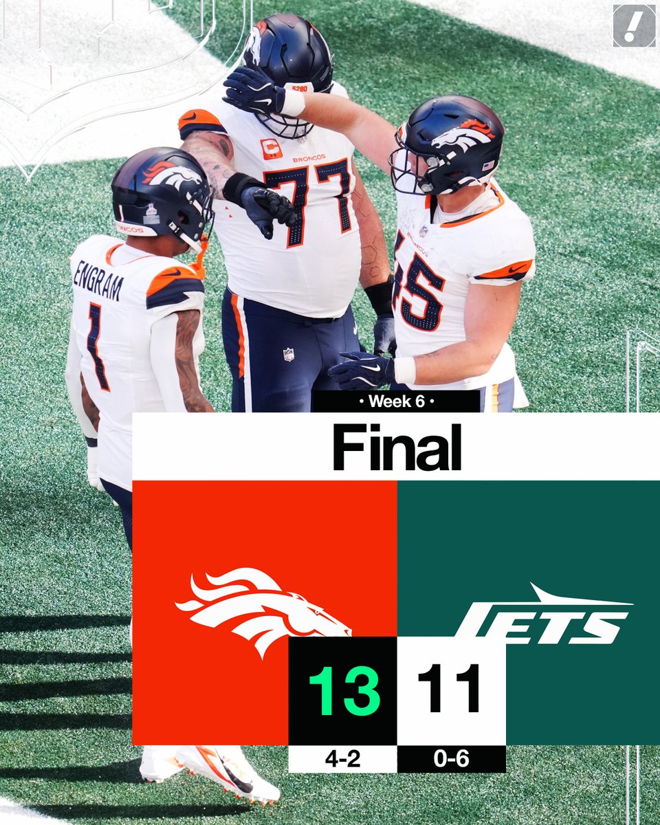 YahooSports's tweet image. The Broncos beat the Jets in London to keep N.Y. winless on the season 🐴